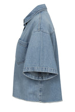 Cropped Short Sleeve Denim Shirt