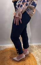 Slim Trousers with Silver Button Detail - Navy