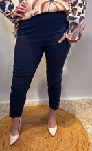 Slim Trousers with Silver Button Detail - Navy