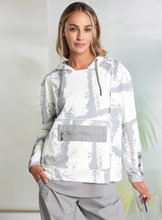 Grey & White Print Hoodie
