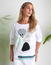 Mint Abstract Print Top