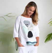 Mint Abstract Print Top