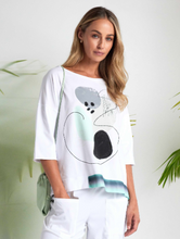 Mint Abstract Print Top