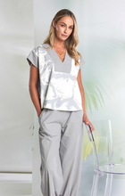 Grey Abstract V-Neck Top
