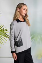 Round Neck Relaxed Grey Top