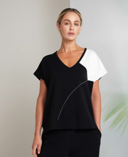 Two-Tone V-Neck Contrast Top