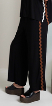 Black Wide-Leg Trousers with Contrast Trim