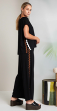 Black Wide-Leg Trousers with Contrast Trim