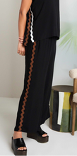 Black Wide-Leg Trousers with Contrast Trim