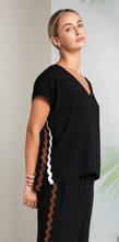Black V-Neck Contrast Trim Top