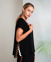 Black V-Neck Contrast Trim Top