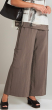 Brown Wide-Leg Crinkle Trousers