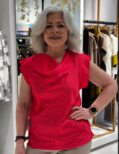 Cowl Neck Print Top - Coral