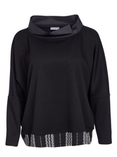 Black Cowl Neck Top with Contrast Hem