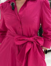 Pink Taffeta Belted Midi Dress