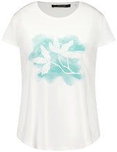 White T-Shirt with Aqua & Bead Floral Print