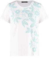 T-Shirt with Aqua Floral Detail