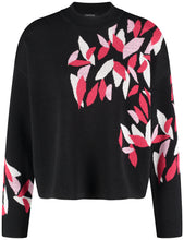 Black Jumper with Red & Pink Leaf Motif