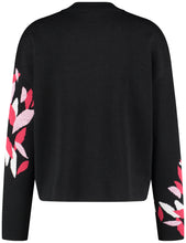 Black Jumper with Red & Pink Leaf Motif