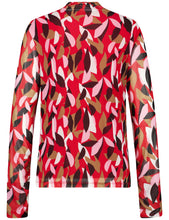 Red & Pink Print Mesh Top