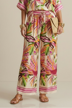 Tropical Print Wide Leg Trousers - Fuchsia