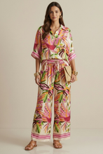 Tropical Print Short Sleeve Shirt - Fuchsia