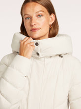 Off White Long Hooded Belted Puffer