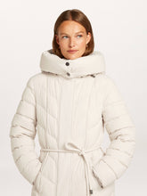 Off White Long Hooded Belted Puffer