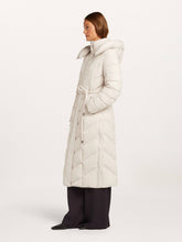 Off White Long Hooded Belted Puffer