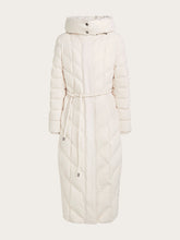 Off White Long Hooded Belted Puffer