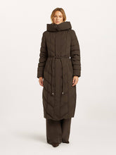 Long Hooded Belted Puffer Coat