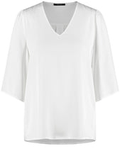 Blouse with Mid-length Sleeves and a V-neckline - Off White