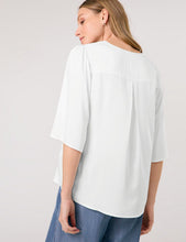 Blouse with Mid-length Sleeves and a V-neckline - Off White