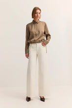 Camel Micro Print Drawstring Blouse
