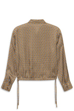 Camel Micro Print Drawstring Blouse