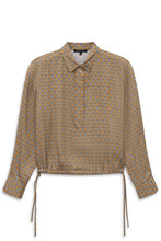 Camel Micro Print Drawstring Blouse