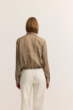 Camel Micro Print Drawstring Blouse