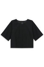 Black Broderie Short Sleeve Top