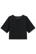 Black Broderie Short Sleeve Top