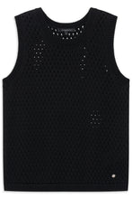 Black Open Knit Sleeveless Vest