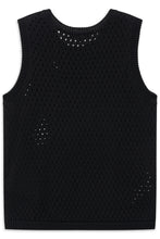 Black Open Knit Sleeveless Vest