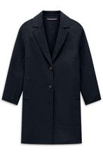 Navy Wool Blend Tailored Coat