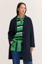 Navy Wool Blend Tailored Coat