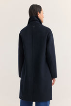 Navy Wool Blend Tailored Coat