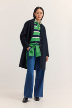 Navy Wool Blend Tailored Coat