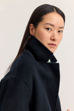 Navy Wool Blend Tailored Coat