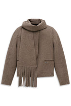 Taupe Wool Blend Jacket with Scarf