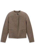 Taupe Wool Blend Jacket with Scarf