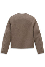 Taupe Wool Blend Jacket with Scarf