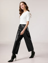 Faux Leather Culottes in a Loose Fit - Black